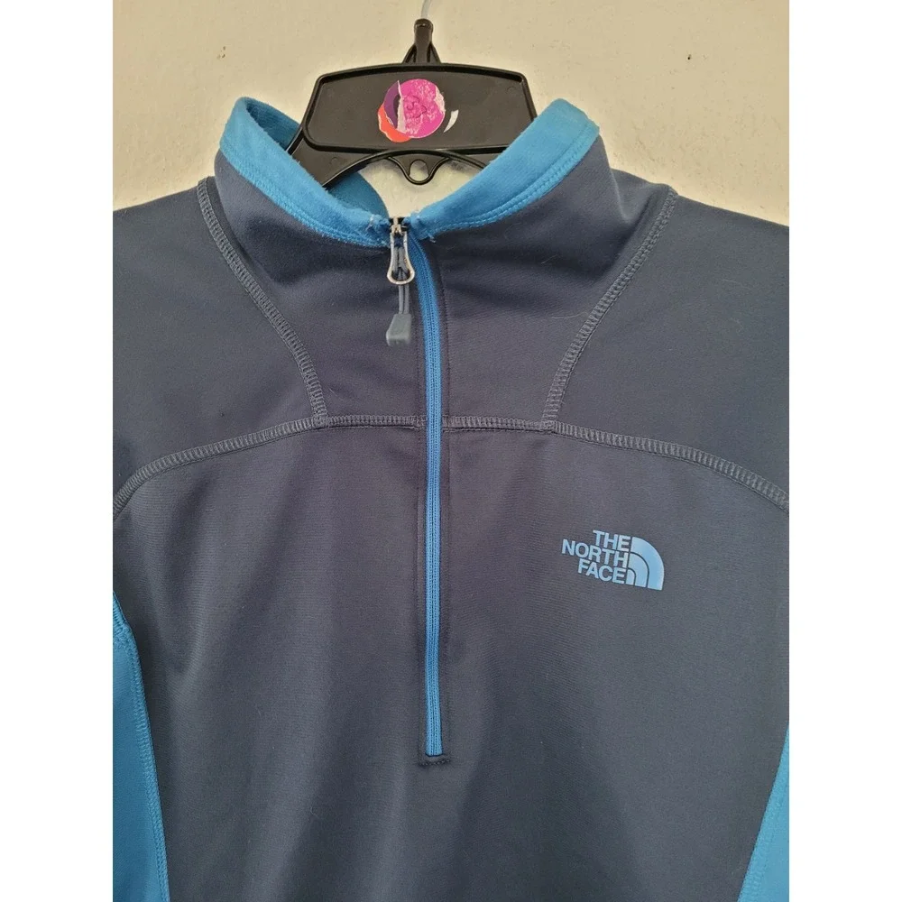 The North Face Men Quarter Zip Pullover Blue Colorblock Performance Fleece M #22